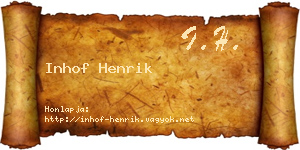 Inhof Henrik névjegykártya